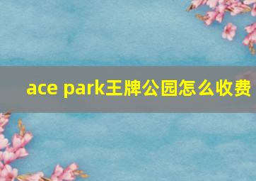 ace park王牌公园怎么收费